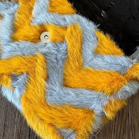 Real Mink Fur Colorblock Herringbone Pattern Handmade Slouchy Bag/Crossbody - Picture 14 of 16